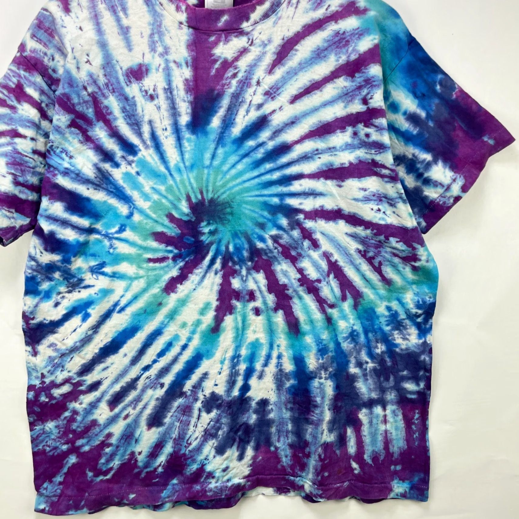 Fruit Of The Loom VINTAGE 90s Tie Dye Liquid AOP Single Stitch T Shirt Hippie XL Mens blue Size US XL / EU 56 / 4 - 2 Thumbnail