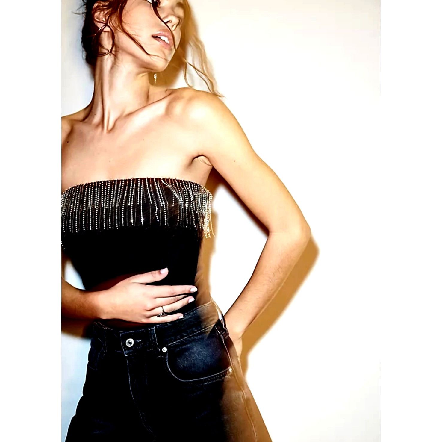 Free People Free People Heartbreaker Bodysuit Rhinestone Fringe Black XL Size XL / US 12-14 / IT 48-50 - 6 Thumbnail