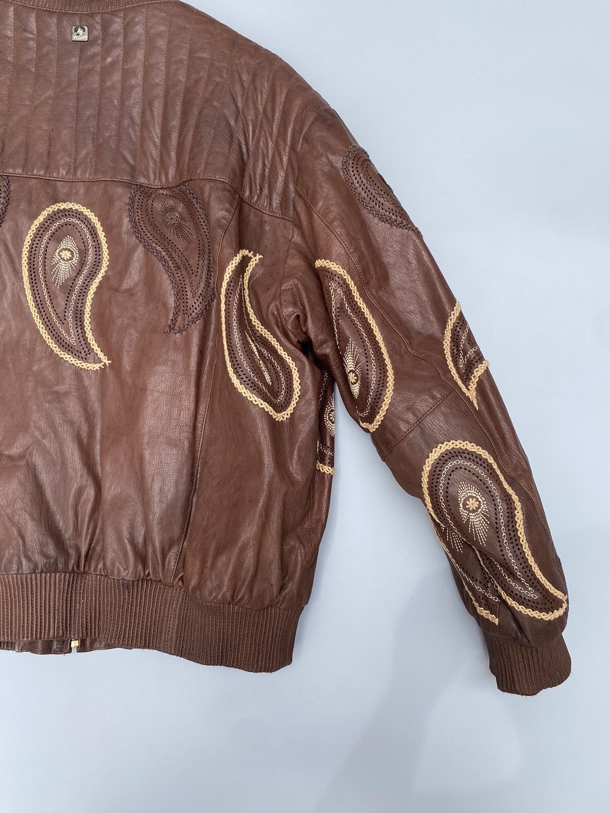Al Wissam Al- Wissam- Indian Heritage Mango Pattern Leather Jacket Size US XXL / EU 58 / 5 - 13 Thumbnail
