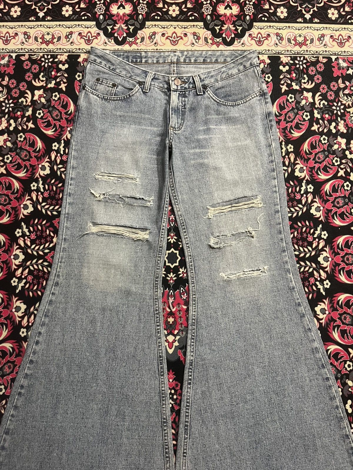 5351 POUR LES HOMMES ⚡️Sick⚡️Damyller Mud Max Inspired Super Bellbottom Flare Jean Size US 31 - 3 Thumbnail