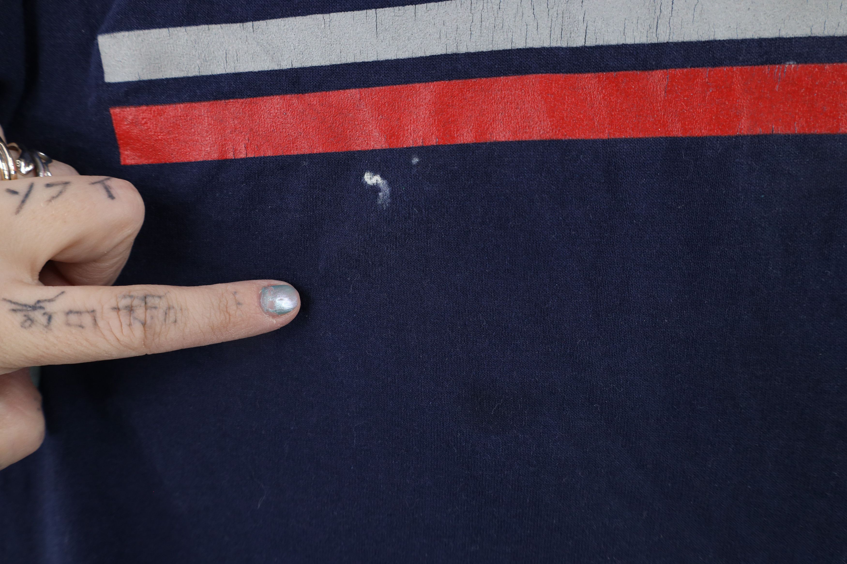 Adidas × Vintage Vintage 70s 80s Adidas Spell Out Striped T-Shirt Blue USA Size US L / EU 52-54 / 3 - 6 Thumbnail