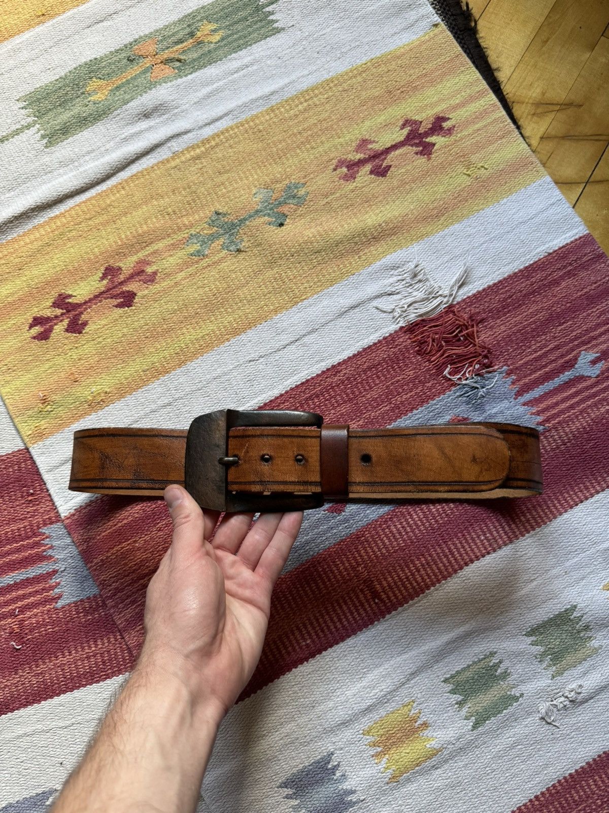 Genuine Leather Vintage 90’s Jopar Valencia y2k Genuine Leather Cowboy Belt Size ONE SIZE - 1 Thumbnail