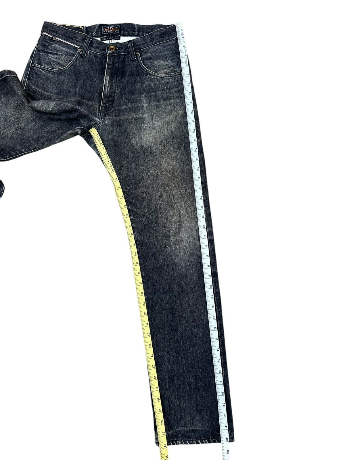 Beams Plus Beams + Japan Ripped Faded Black Denim Selvedge Jeans Size US 29 - 5 Thumbnail