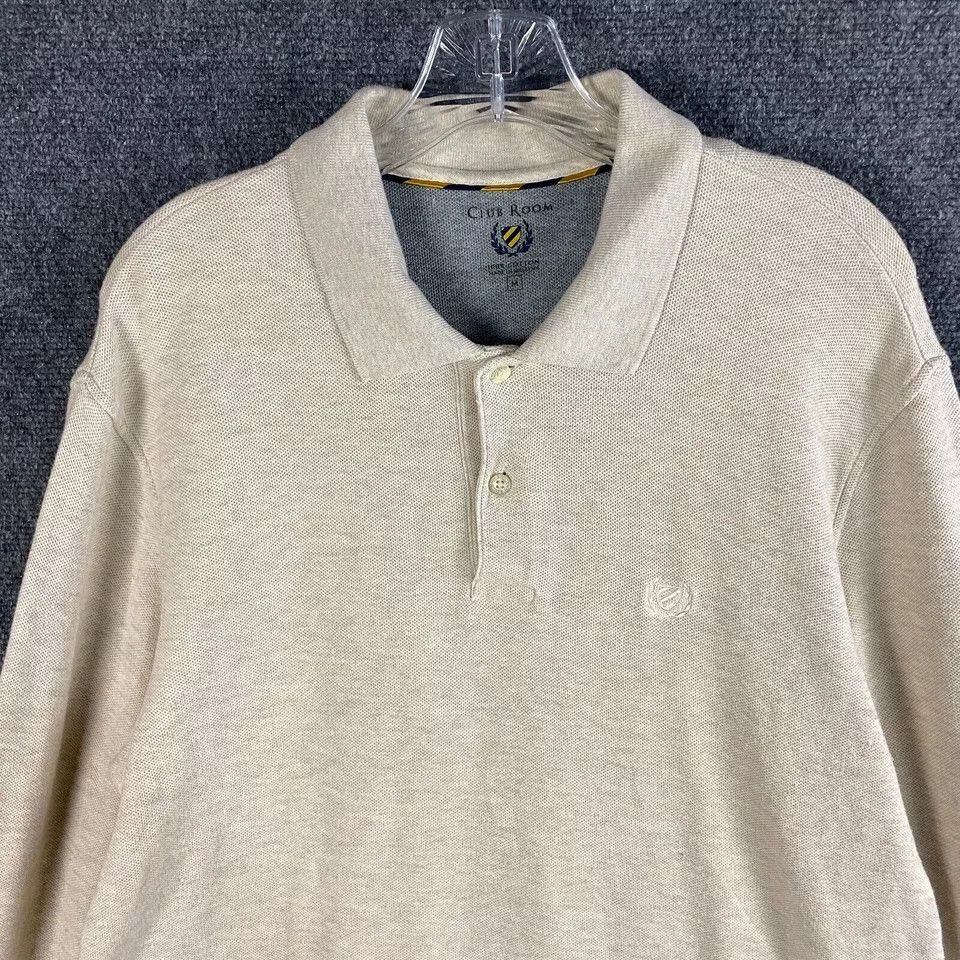 Club Room Club Room Polo Shirt Men's Medium Long Sleeve Beige Cotton M Size US M / EU 48-50 / 2 - 2 Thumbnail