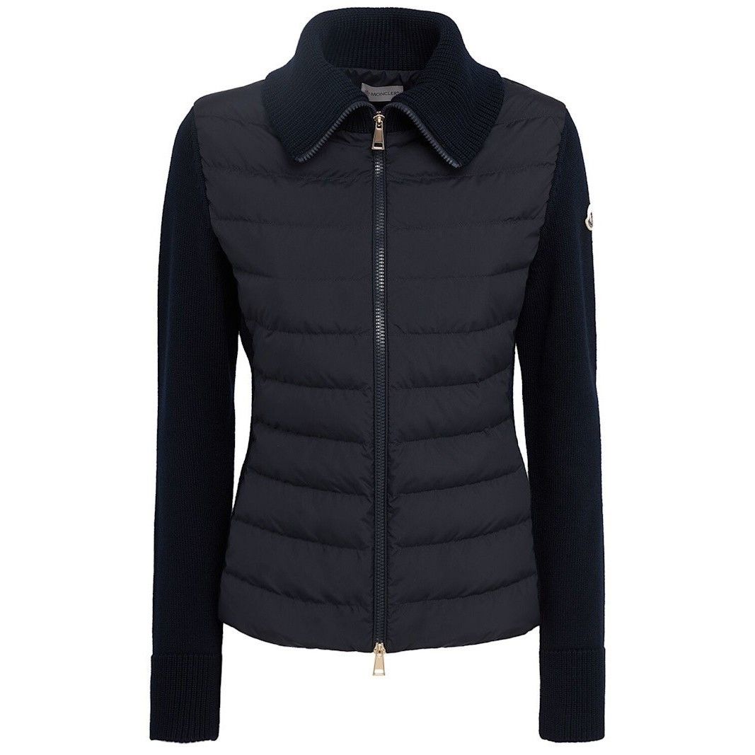 MONCLER Padded Navy Blue Wool Zip Up Cardigan Jacket New & A