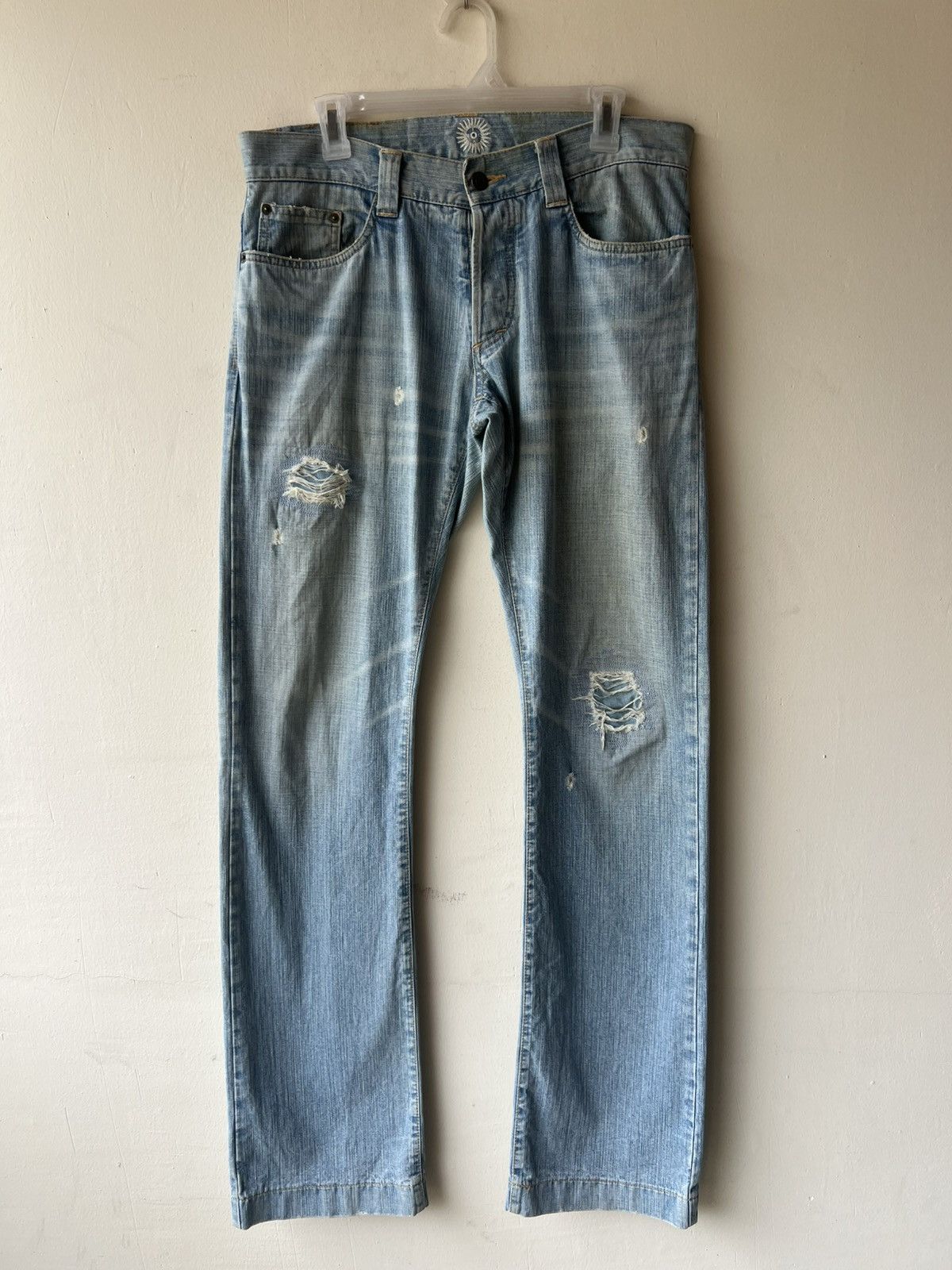 5351 POUR LES HOMMES Epoca Uomo Japan Distressed Dirty Mud Denim Bootcut Jeans Size US 32 / EU 48 - 8 Thumbnail