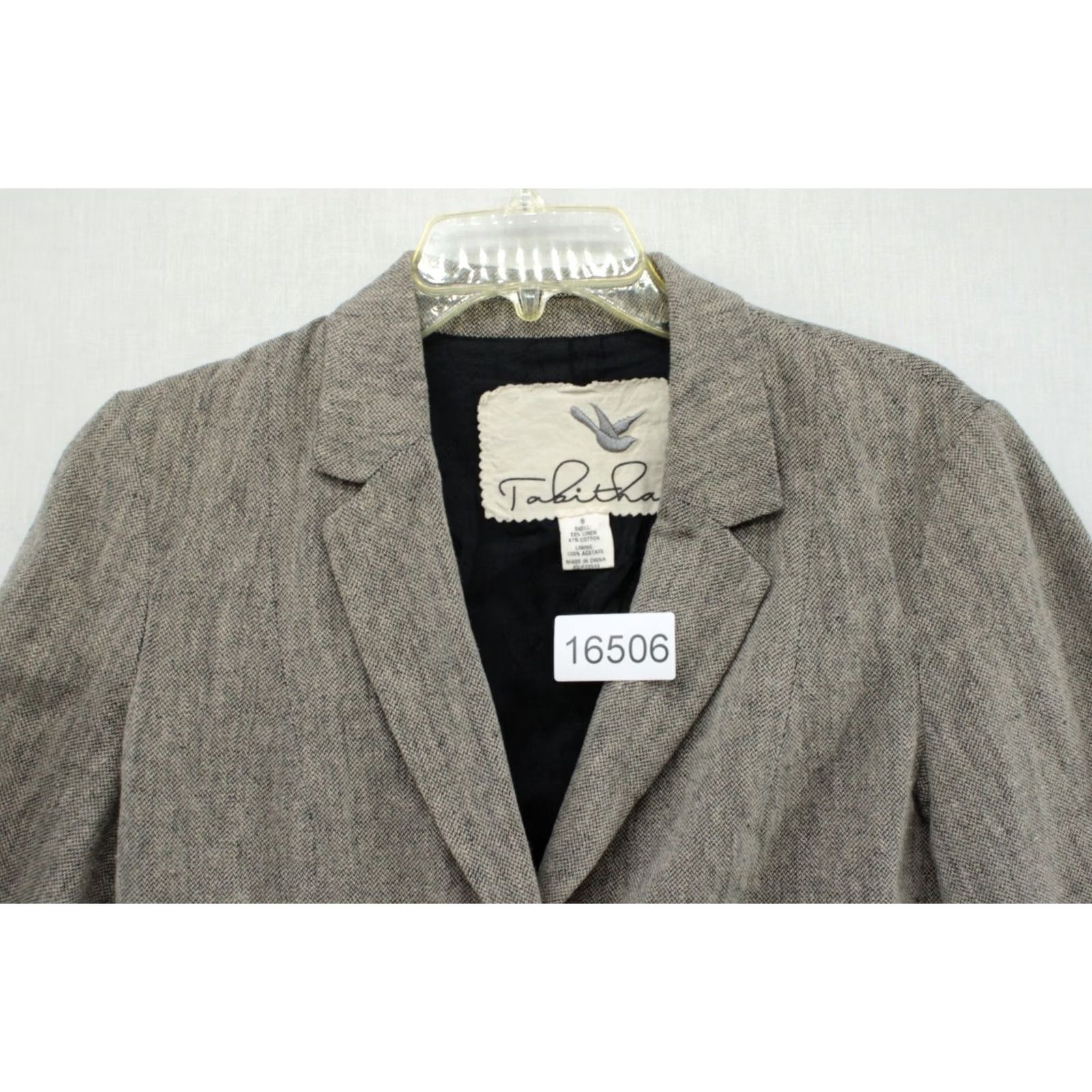 Habitat Tabitha Anthropologie Jacket Womens 8 Beige Black Tweed Linen Blend Lined Button Mockup Size M / US 6-8 / IT 42-44 - 5 Thumbnail