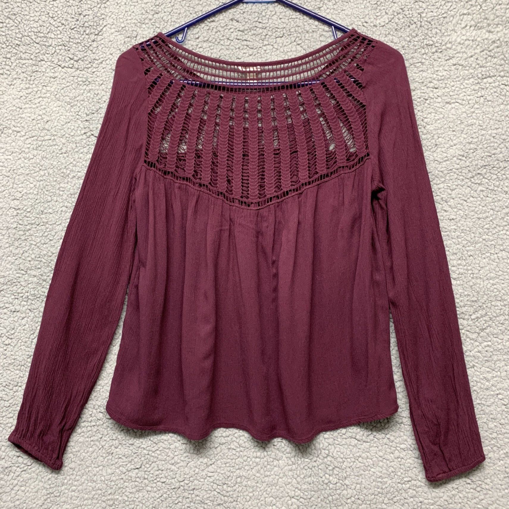 Aeropostale Aeropostale Blouse Shirt Woman’s Size S Long Sleeve Burgundy Boat Neck Pullover Top Size S / US 4 / IT 40 - 7 Thumbnail
