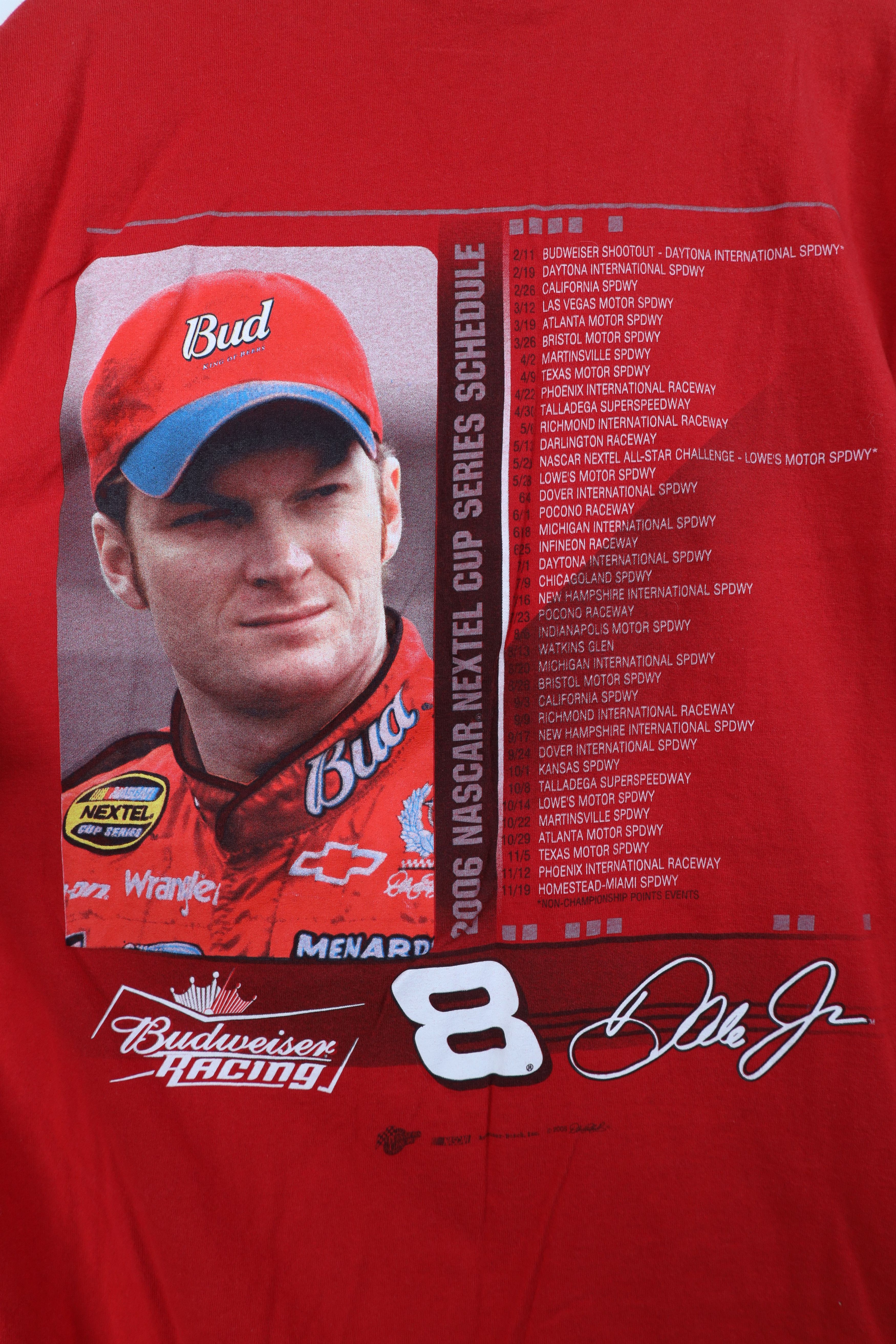Vintage Vintage Y2K 2006 NASCAR Jr Racing Budweiser T-Shirt Red Size US L / EU 52-54 / 3 - 11 Thumbnail