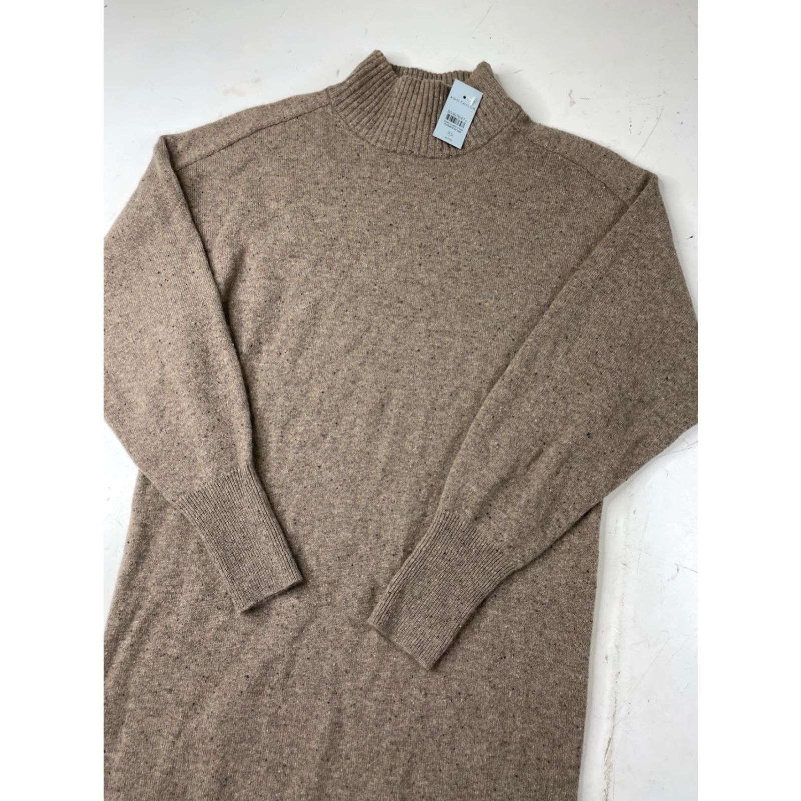 Ann Taylor NWT Ann Taylor 100% Cashmere Flecked Sweater Dress XS Petite Knit Cowlneck Size XS / US 0-2 / IT 36-38 - 2 Thumbnail