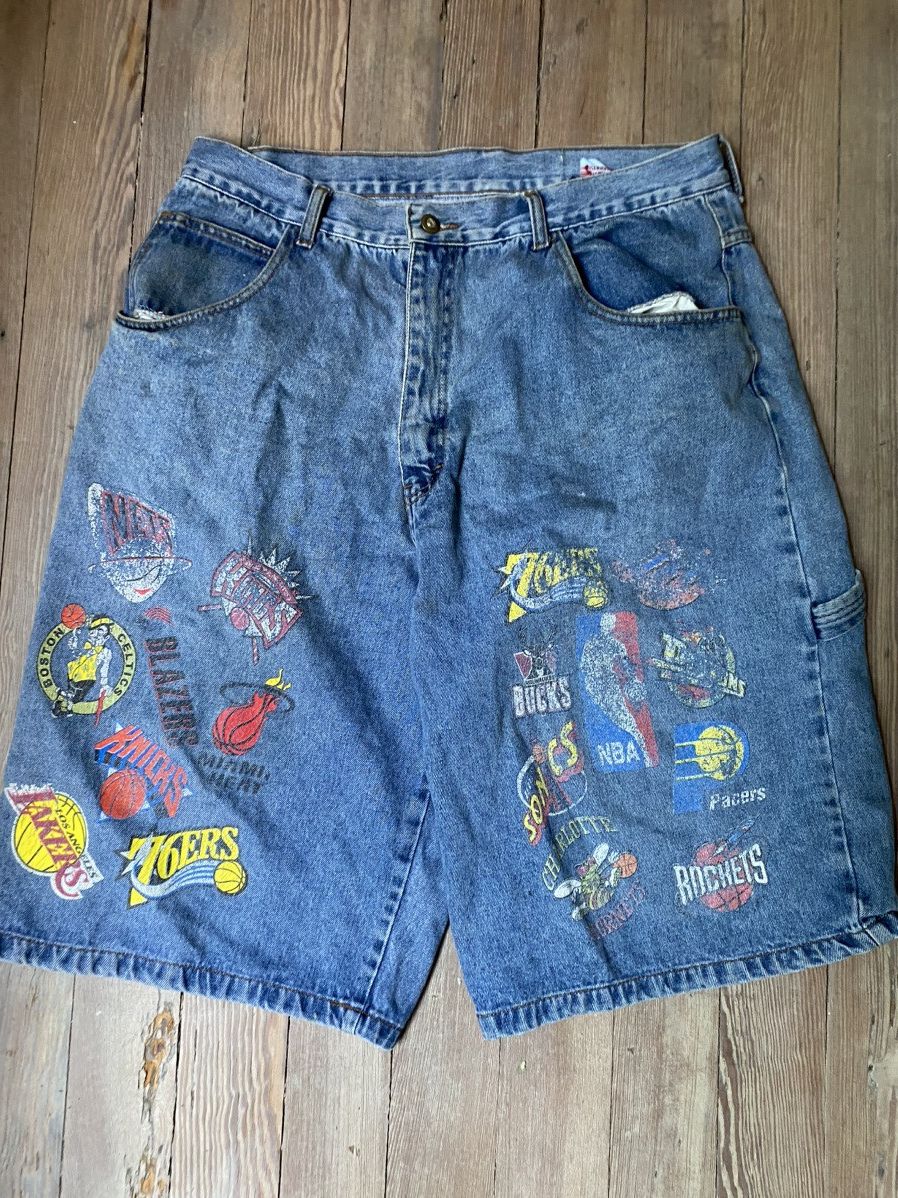 Vintage Y2K Skater UNK NBA Team Patch Logo Jeans | Depop