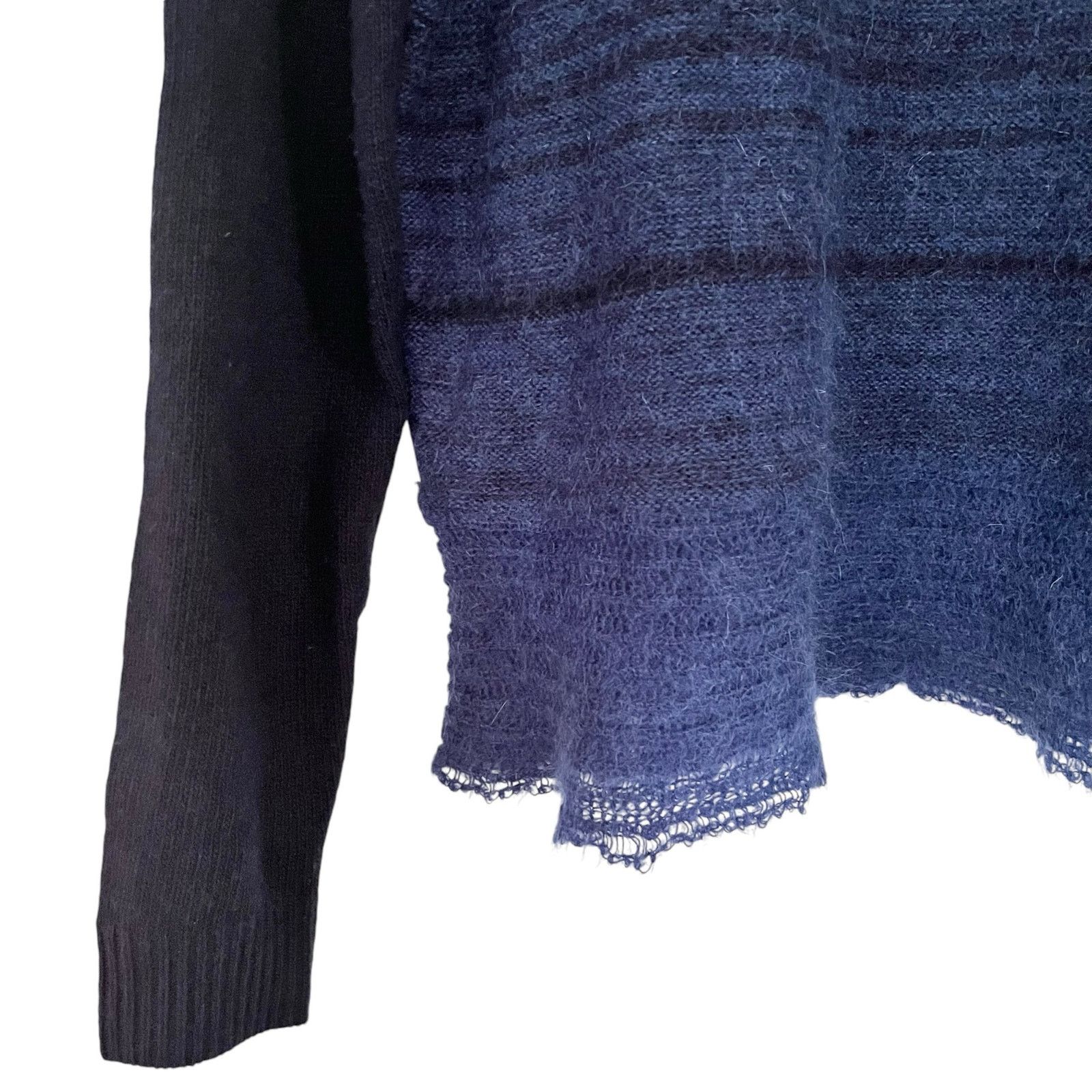 Rebecca Taylor Rebecca Taylor Knit Cowl Neck Fringe‎ Hem Blue Sweater Size S / US 4 / IT 40 - 3 Thumbnail