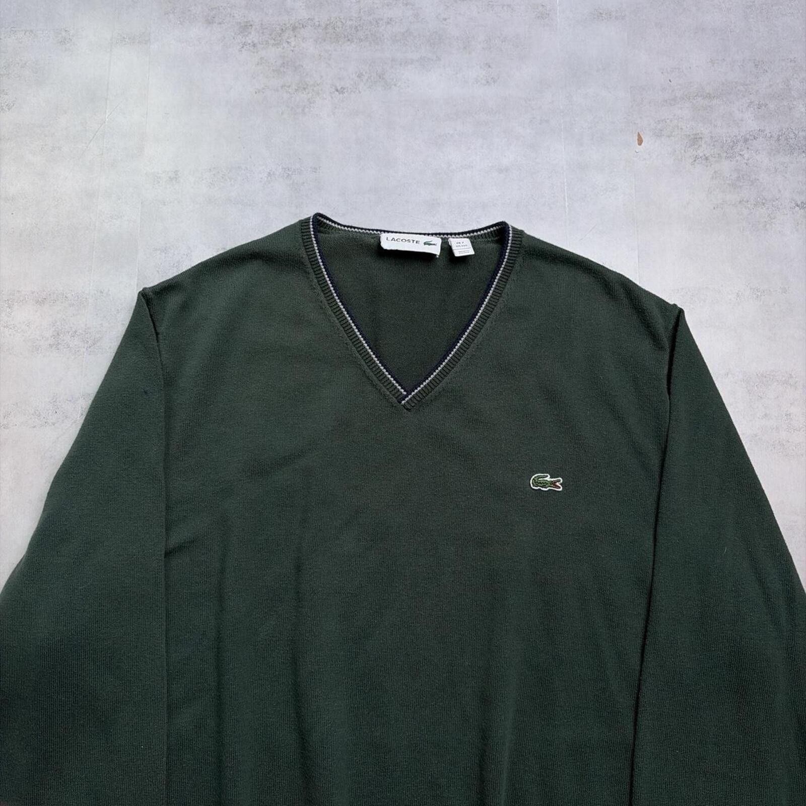Lacoste Y2K Forest Green Lacoste Knit V-Neck Sweater Size US XXL / EU 58 / 5 - 3 Thumbnail