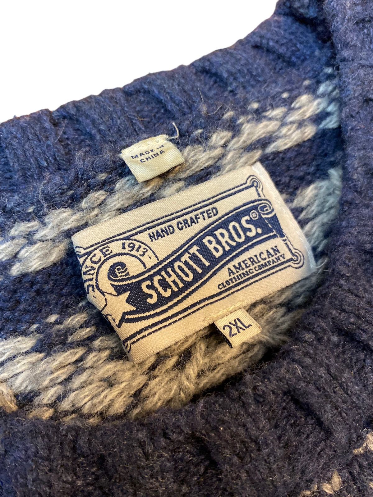 Schott Schott NYC Fair Isle Snowflake Style Wool Blend Knit Sweater Size US XXL / EU 58 / 5 - 5 Thumbnail