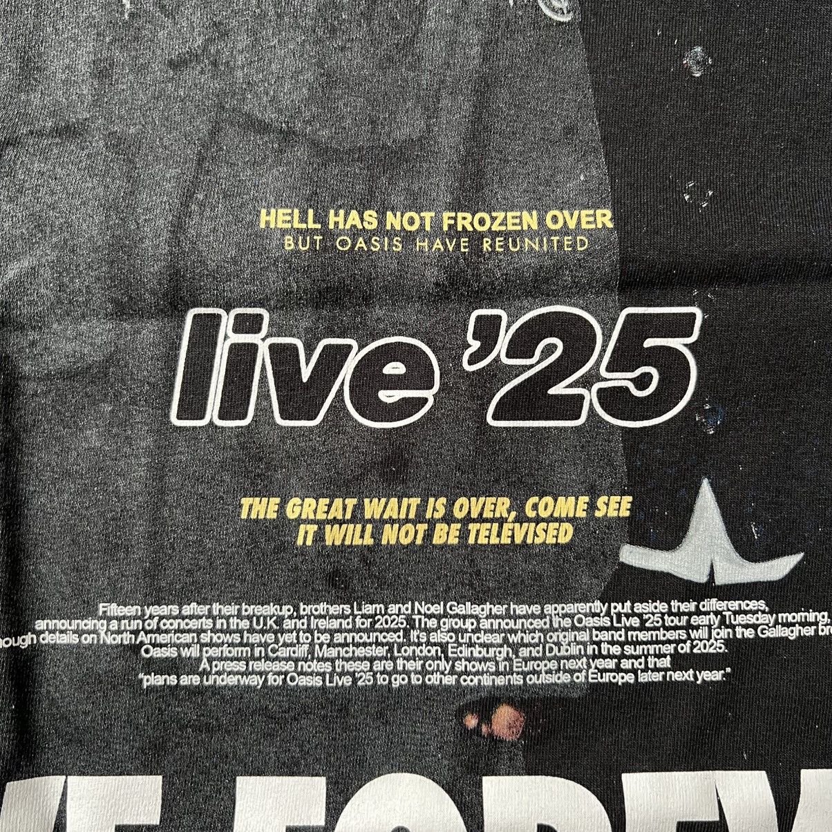 Band Tees Liam Gallagher and Noel Gallagher britpop OASIS reunion Size US XL / EU 56 / 4 - 9 Thumbnail