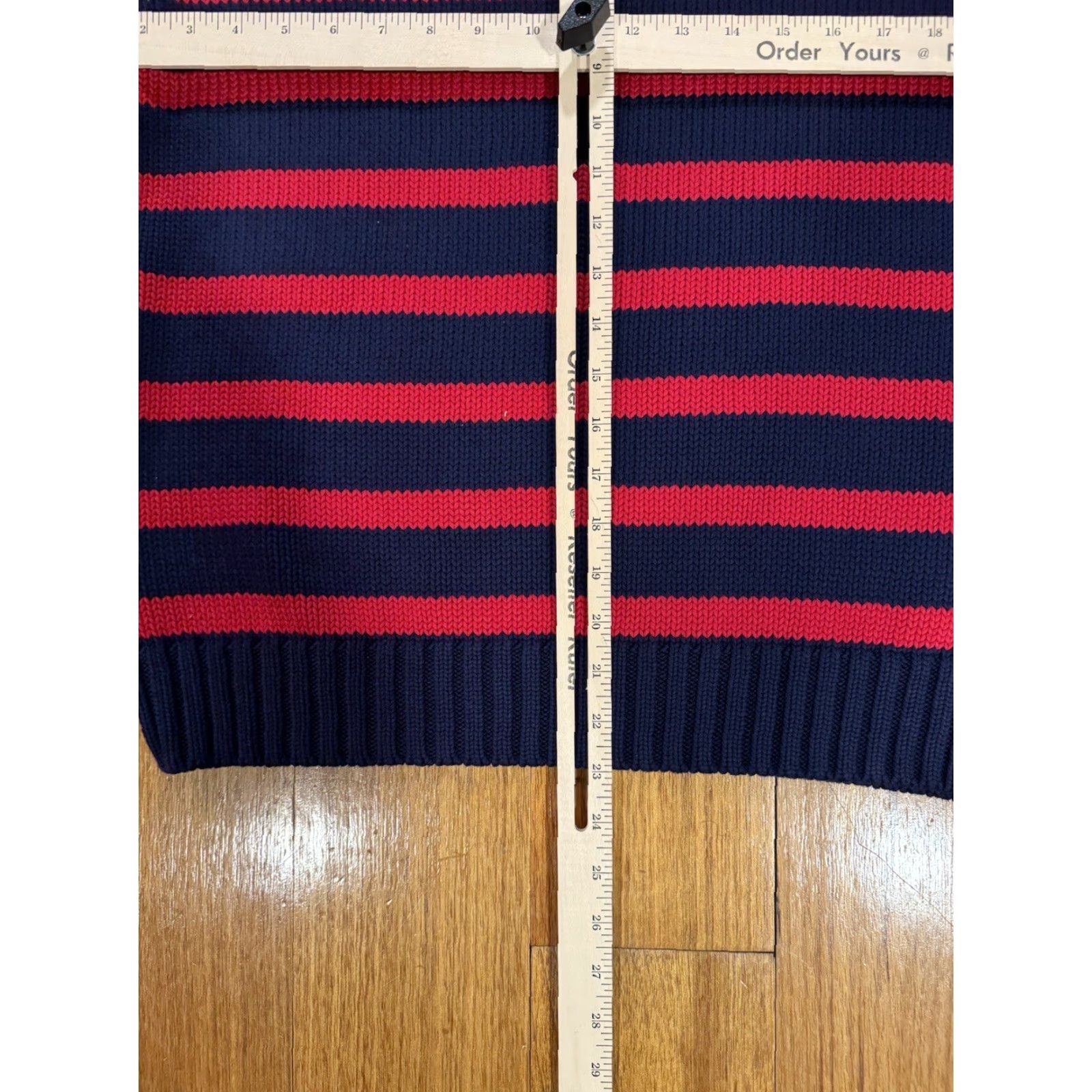 Polo Ralph Lauren VINTAGE Polo Ralph Lauren Golf Sweater Mens Blue Red Stripe Knit Lrg 100% Cotton Size US L / EU 52-54 / 3 - 8 Thumbnail