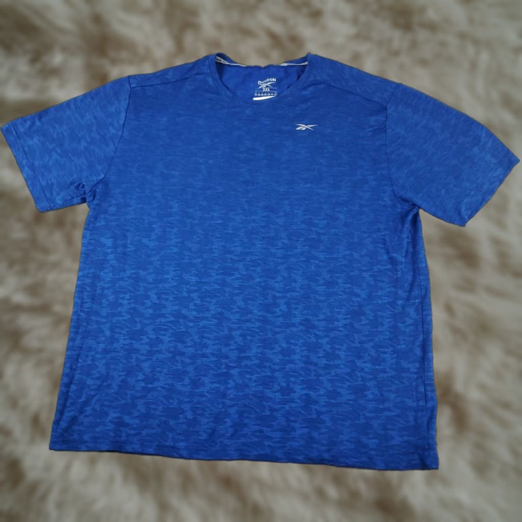 Reebok Reebok Shirt Mens 2XL Blue Logo Short Sleeve Crew Neck Cotton Blend Adult Vintage No Size US XXL / EU 58 / 5 - 1 Thumbnail