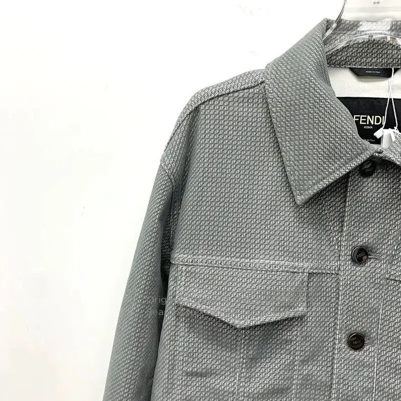 Fendi Fendi Gray Cotton Men's Jacket . Size US S / EU 44-46 / 1 - 3 Thumbnail