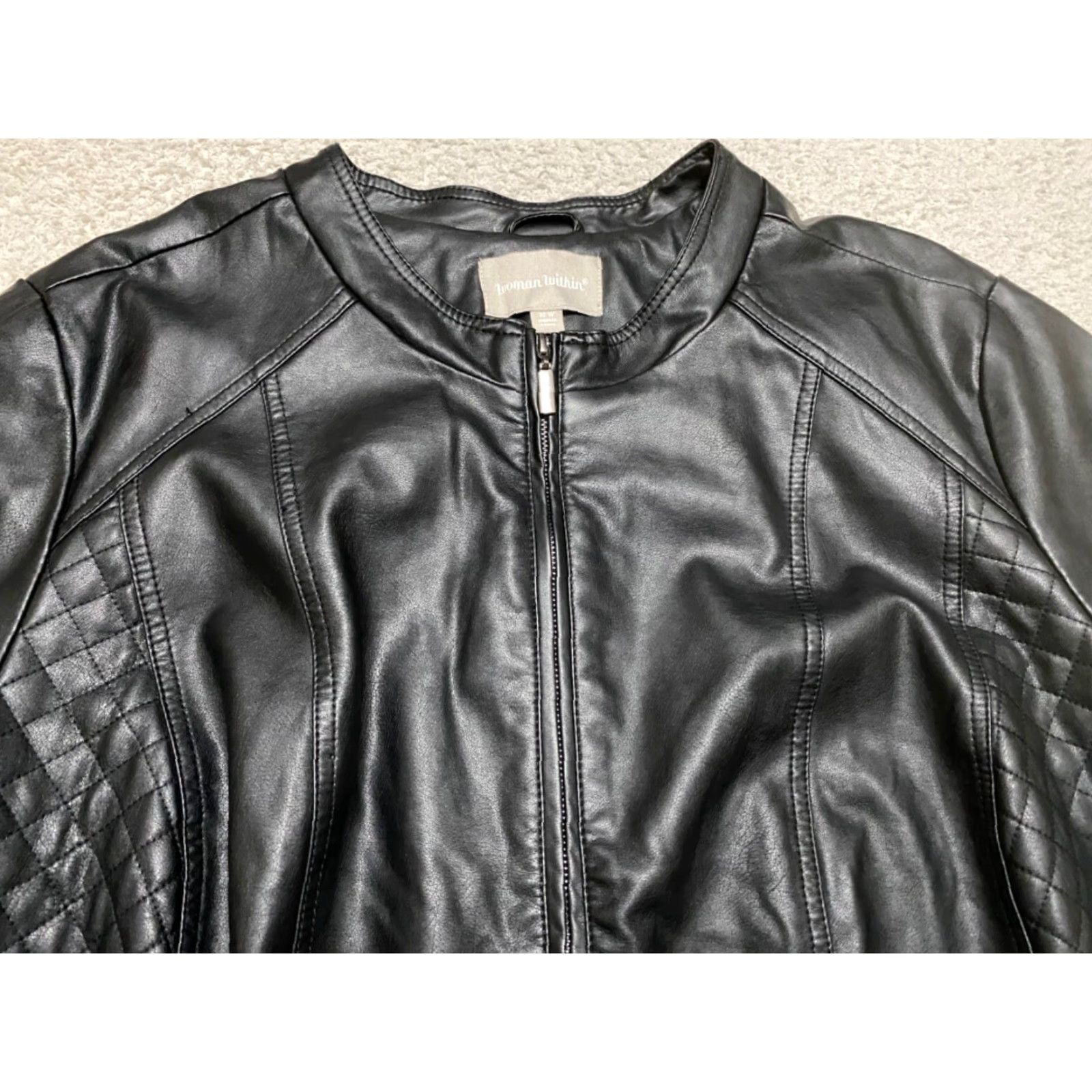 Vintage Woman Within Jacket Black Faux Leather Full Zip Long Sleeve 32W Plus Womens Jacket Women's Plus Size Black Faux Leather Full Zip Long Sleeve Size XXS / US 00 / IT 34 - 3 Thumbnail
