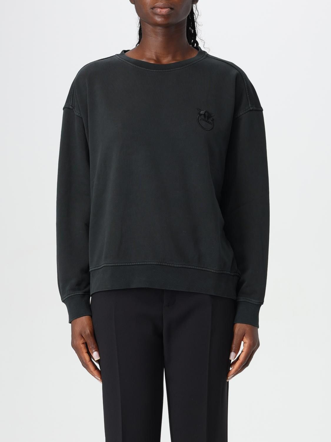 Pinko o1s22i1n0824 Embroidered Logo Sweatshirt in Black Size L / US 10 / IT 46 - 2 Thumbnail