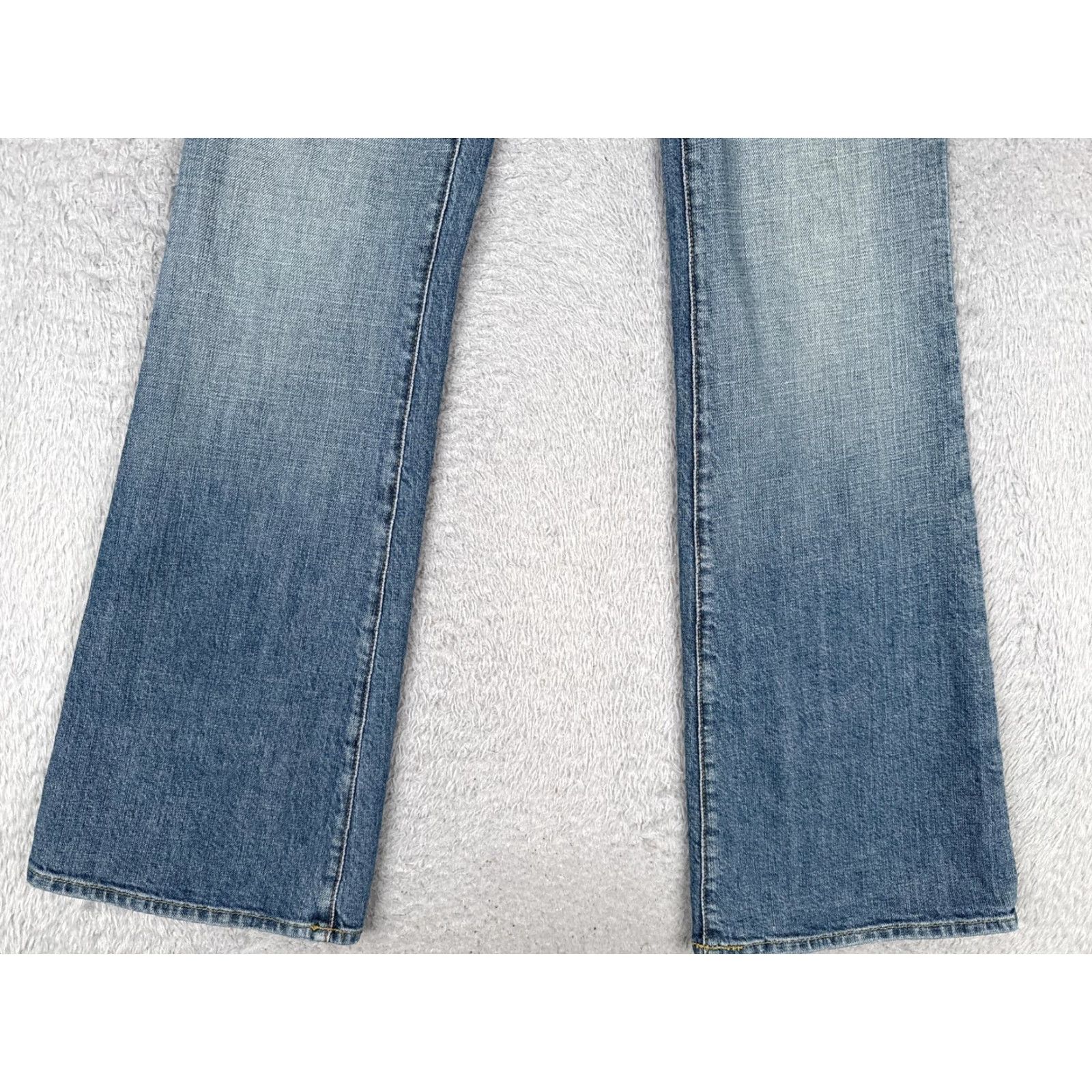 Denime 575 Denim Jeans Womens 29 Blue Medium Wash Mid Rise Flared Stretch Distressed 5-Pocket Pockets Size 29" - 2 Thumbnail