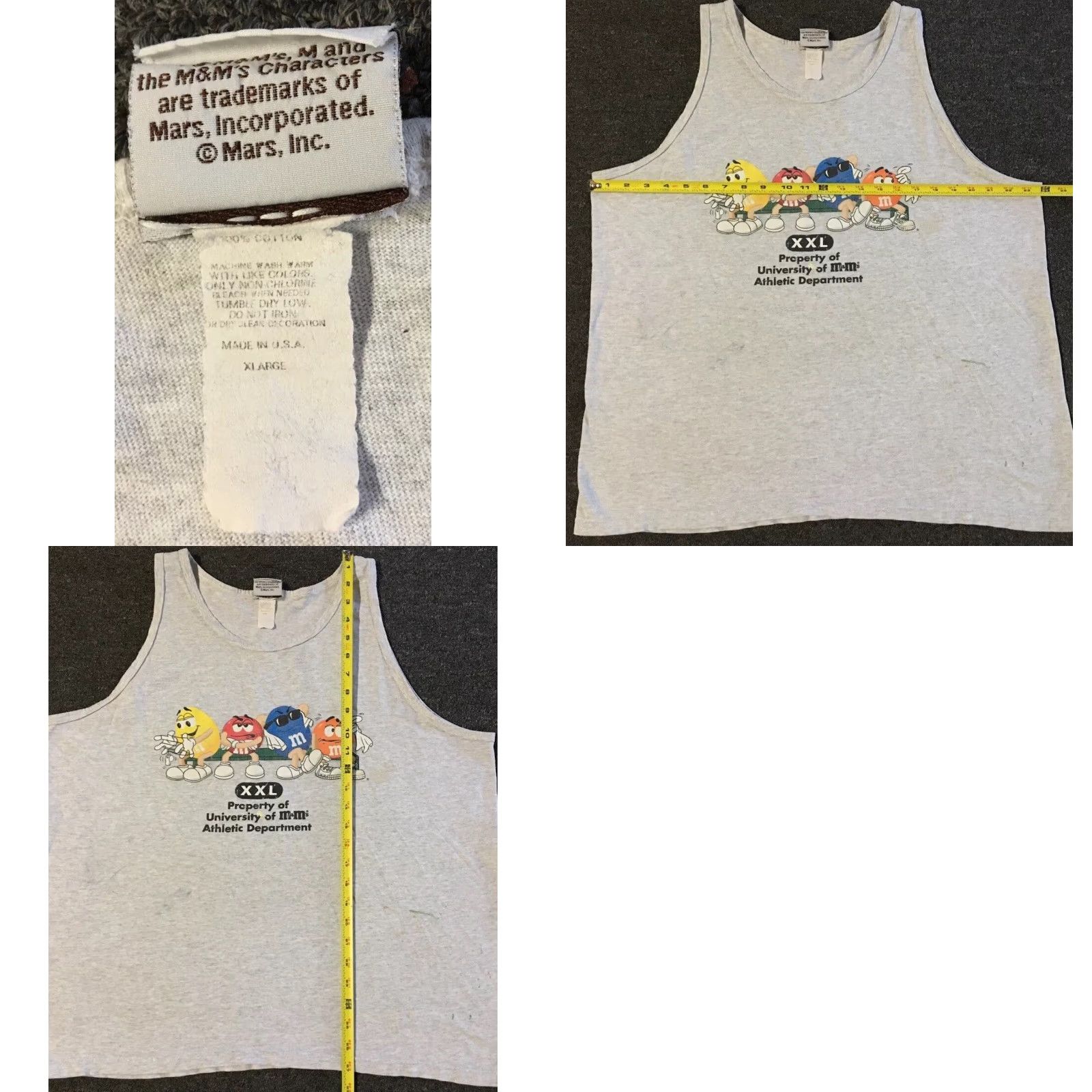 CHOCOOLATE VINTAGE 90s M&Ms Candy Athletic Dept Faded Tank Top M L Gray Cotton Cartoon Boxy Graphic Tee Men US 80s Grunge Funny Joke Snacks Size US M / EU 48-50 / 2 - 11 Thumbnail
