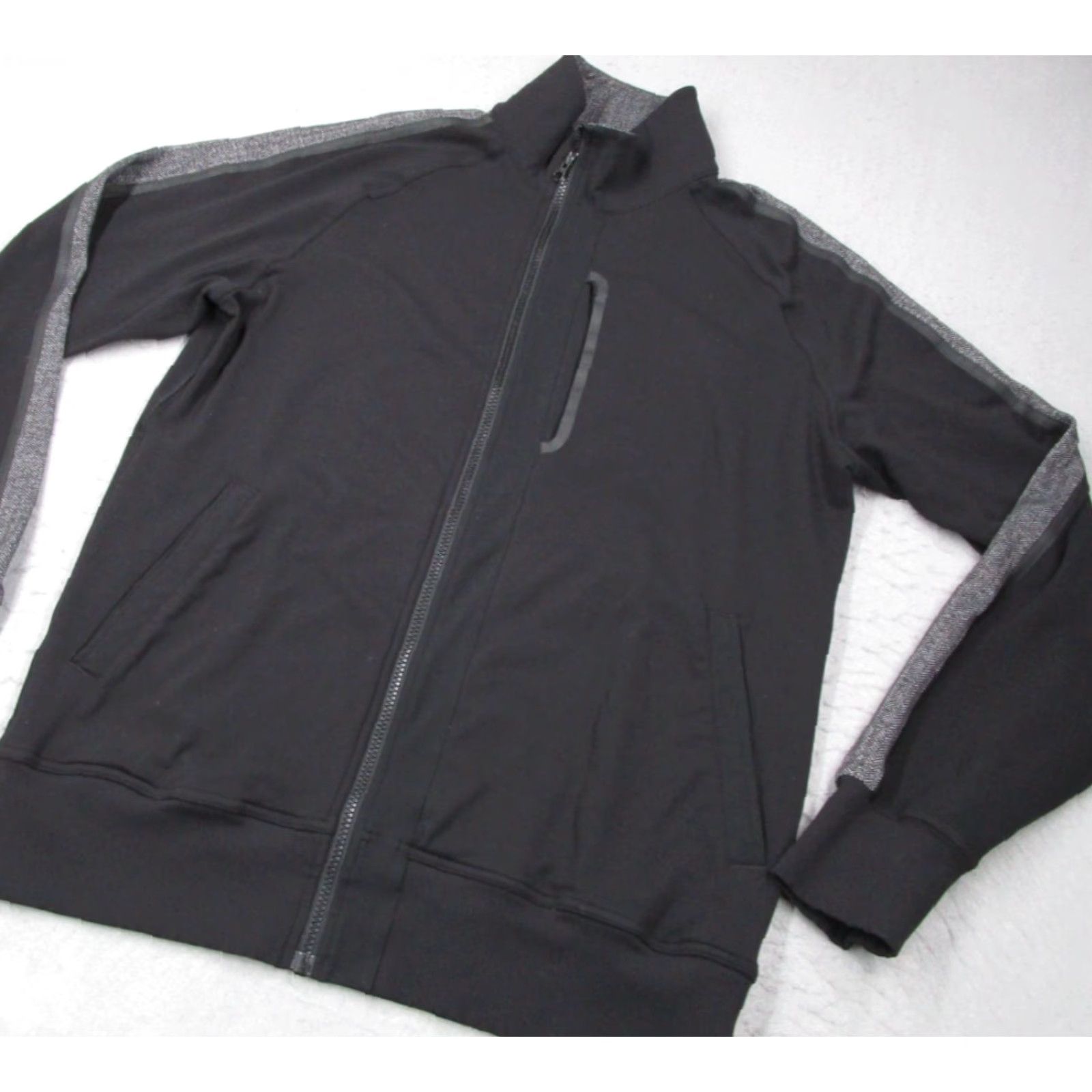 Lululemon Lululemon Jacket Mens Black Full Zip Kung Fu Herringbone Long Sleeve Polyester Bomber Jacket, L Size US L / EU 52-54 / 3 - 2 Thumbnail