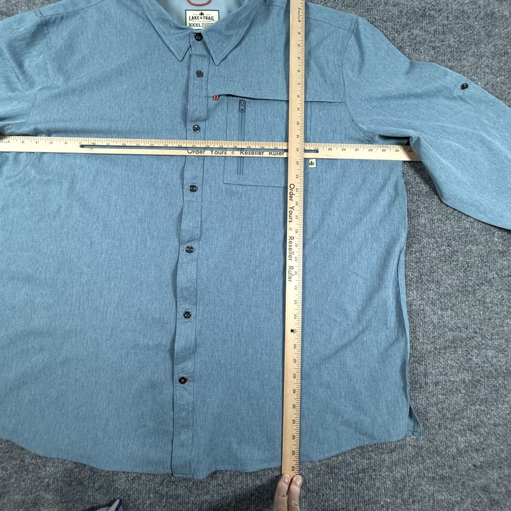 Vintage Lake & Trail Shirt Mens 3XL Blue Long Sleeve Outdoor Hiking Pocket Button-Up Size US XXL / EU 58 / 5 - 4 Thumbnail