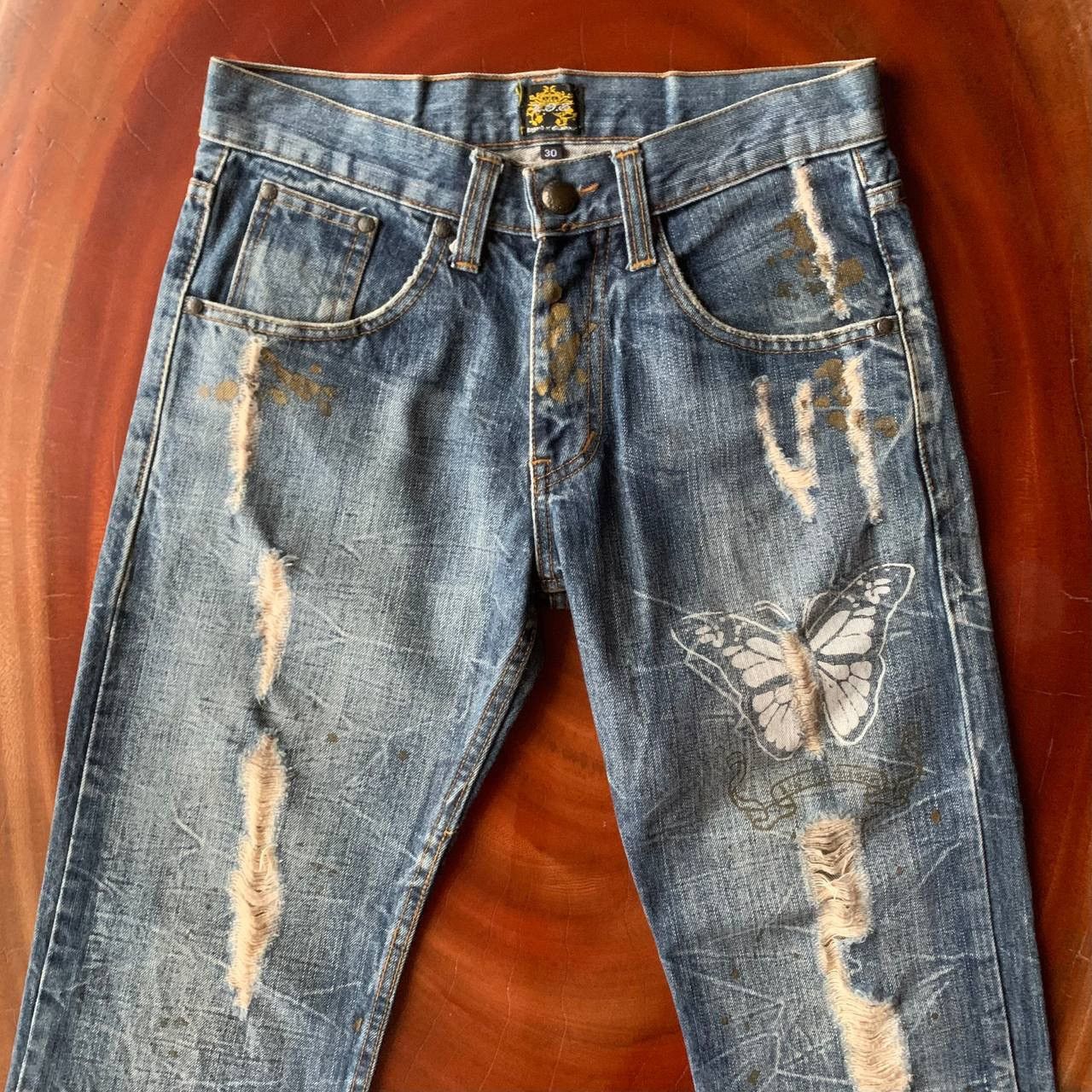 Japanese Brand Distressed Legend Of Glamour LOG Blue Denim Jeans Pants Y2K Size US 31 - 3 Thumbnail