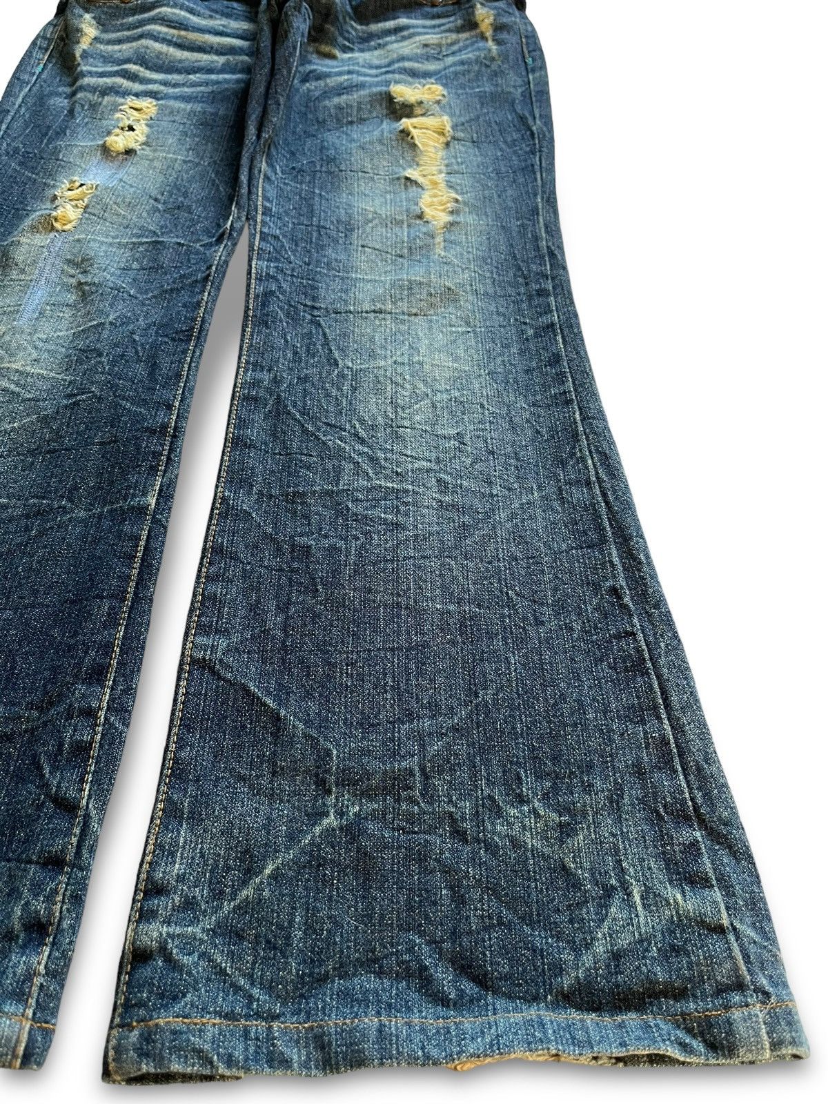 Hysteric Glamour Vintage Japanese Brand Ripped Studs Double Waist Flare Jeans Size 28" / US 6 / IT 42 - 7 Thumbnail