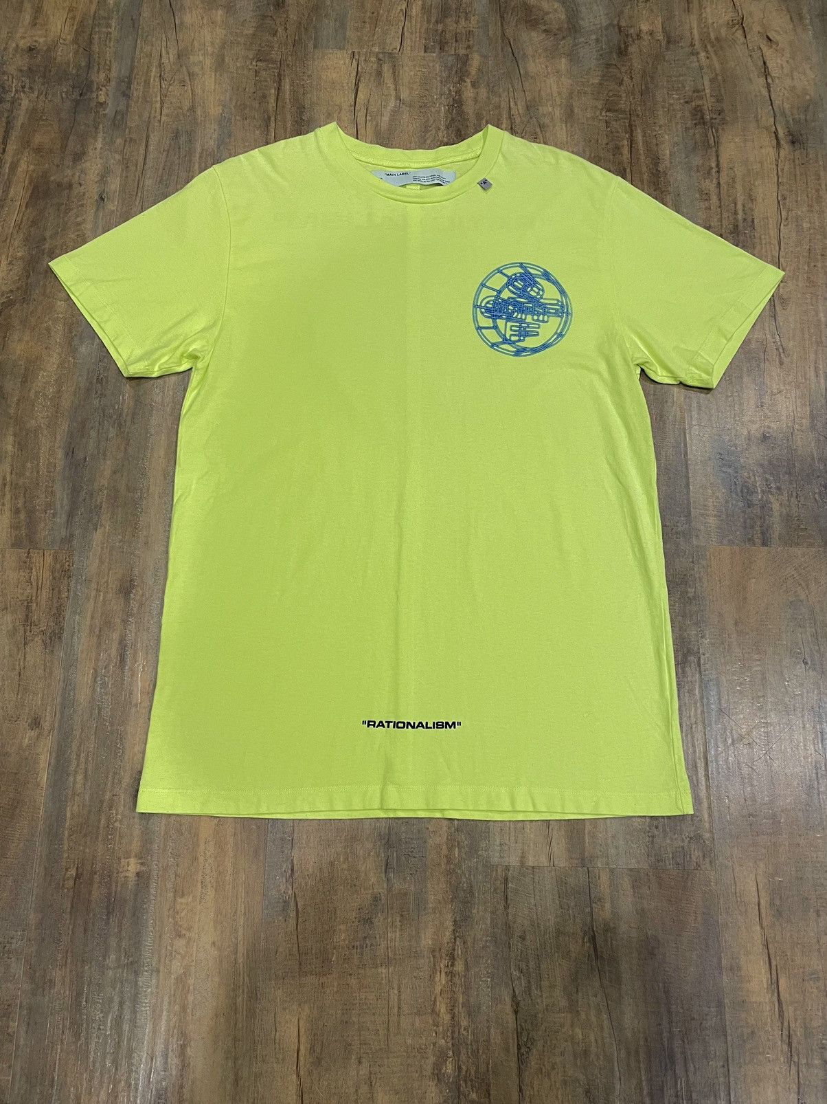 Off-White RARE Off-White Rationalism Neon Green Logo Tee Size US M / EU 48-50 / 2 - 2 Thumbnail