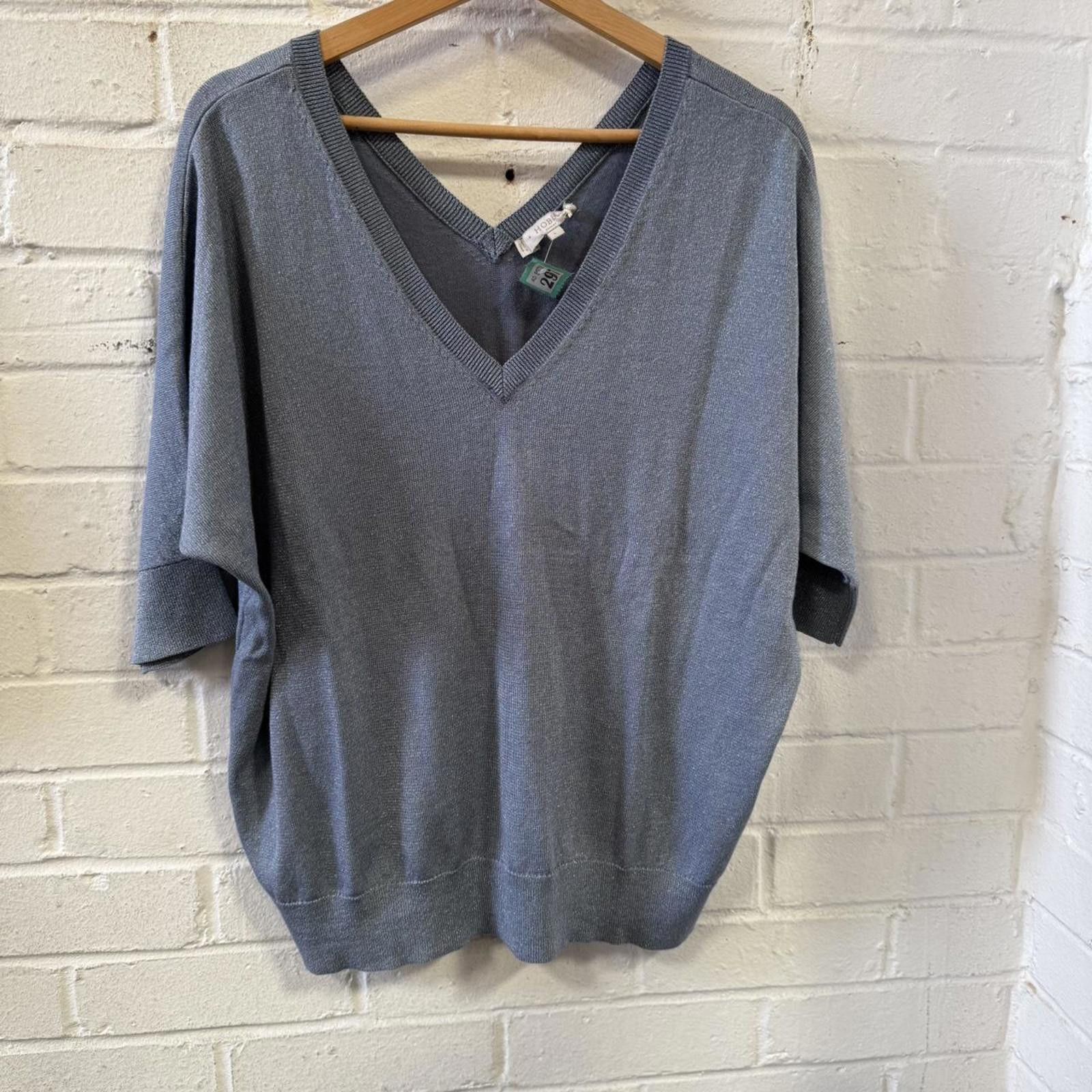 Designer Hobbs Women's Blue and Grey Jumper Size L / US 10 / IT 46 - 1 Thumbnail