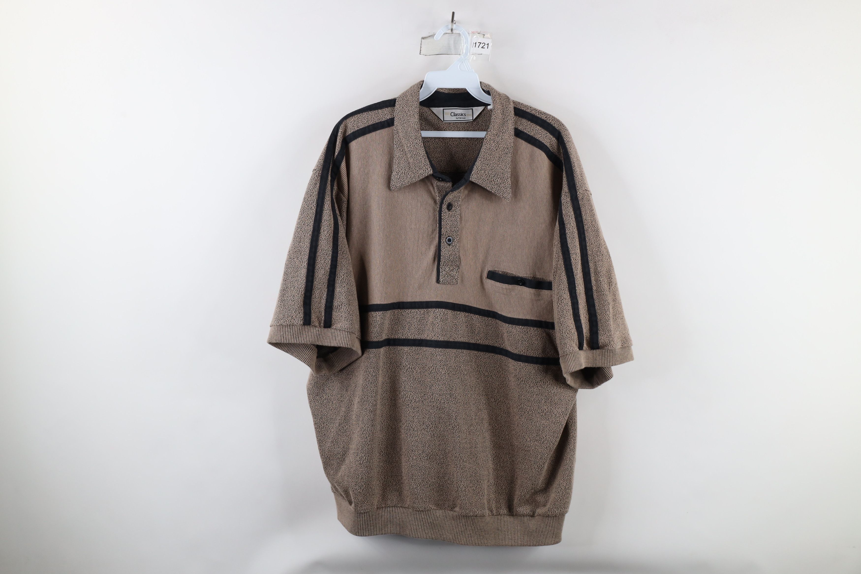 Vintage Vintage 90s Streetwear Collared Pullover Polo Shirt Beige Size US XXL / EU 58 / 5 - 1 Thumbnail
