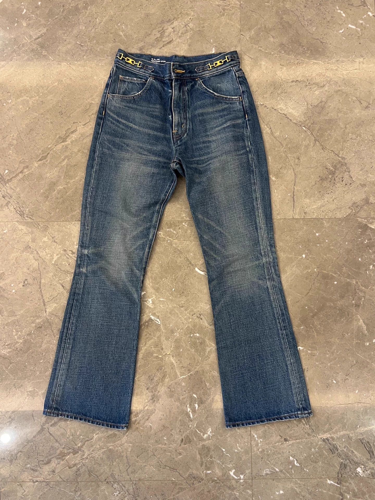 Celine Celine By Hedi Slimane FL018 Lock Gold Label Flared Jeans 27 Size 27" / US 4 / IT 40 - 1 Thumbnail