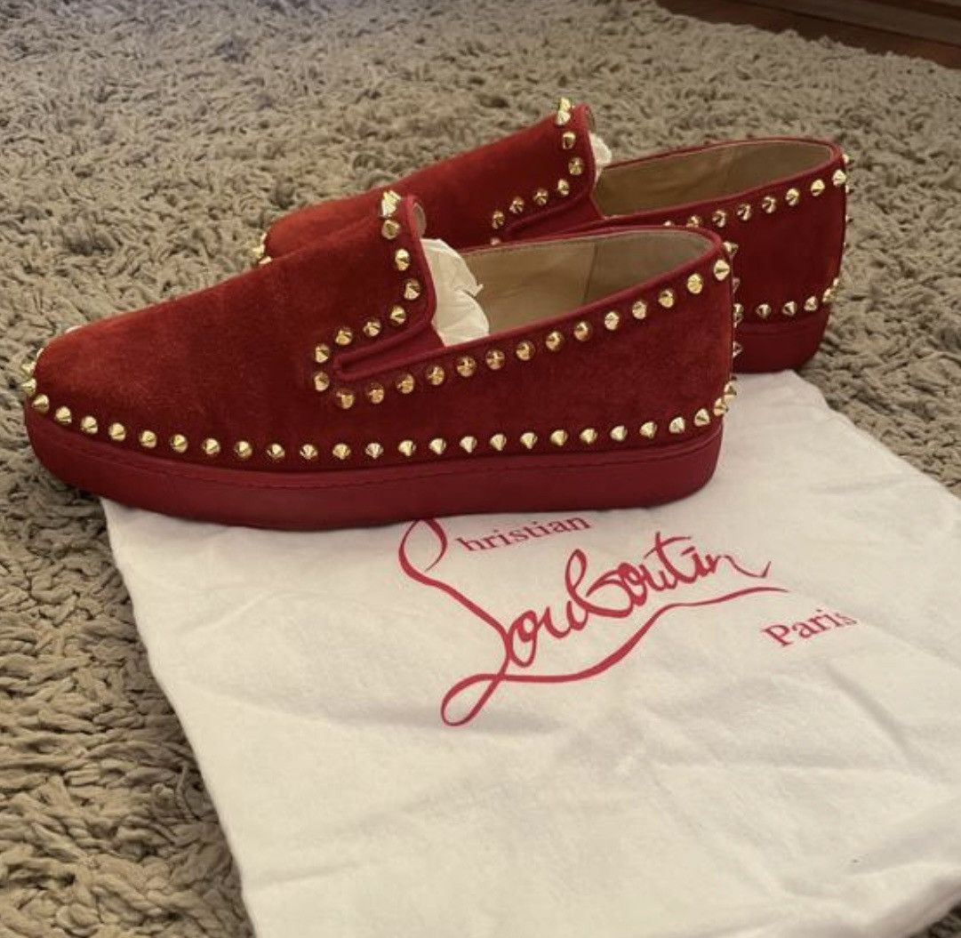 Christian Louboutin Christian Louboutin Red Suede Pik Boat Slip On Sneakers Size US 6 / IT 36 - 6 Thumbnail