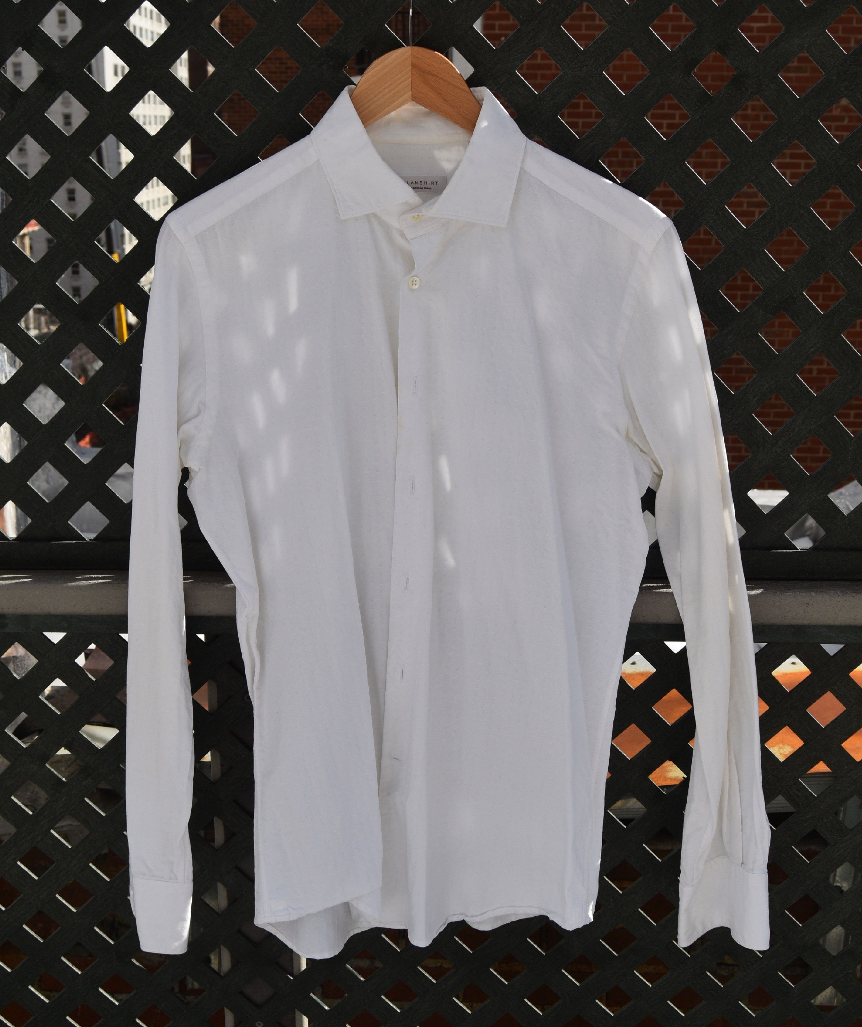 Incotex Glanshirt by Incotex white cotton jacquard button-down shirt Size US M / EU 48-50 / 2 - 2 Thumbnail