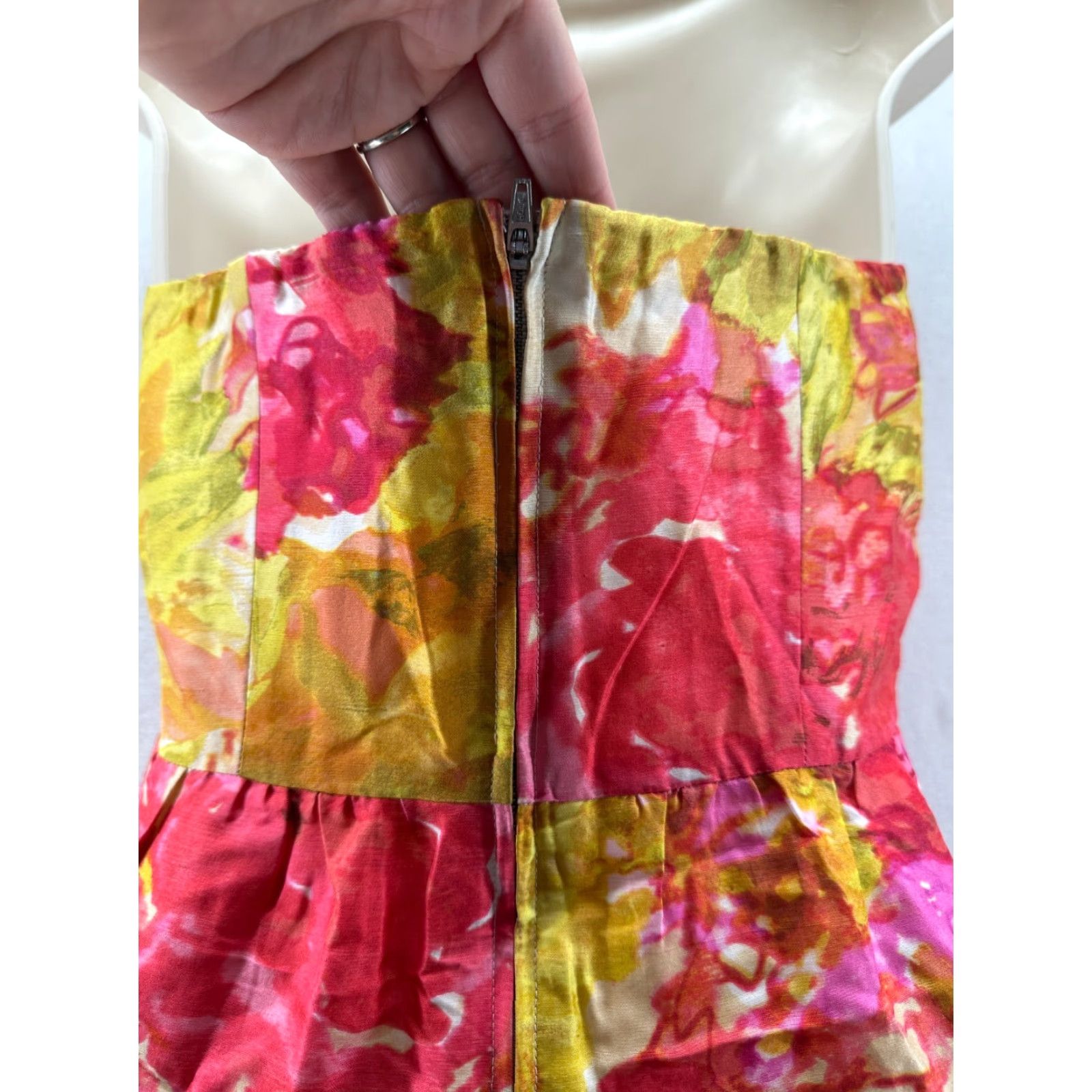 J.Crew J.Crew Dress Mini Strapless Silk Yellow Floral Size 4 Women Party Cocktail Vintage No Size S / US 4 / IT 40 - 6 Thumbnail