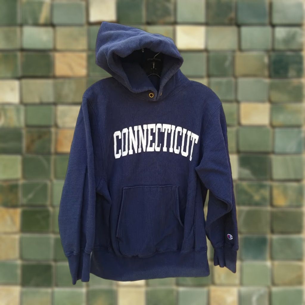Champion VINTAGE Champion Reverse Weave Hoodie Sweatshirt Medium Blue USA Pull over Unisex Adults Men Women Chest 20 Length 24 Size US M / EU 48-50 / 2 - 1 Thumbnail