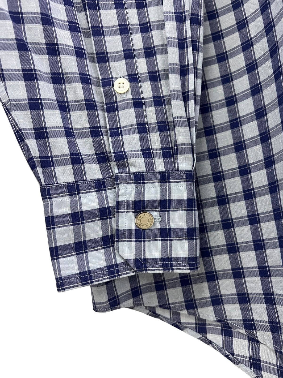 Hermes Vintage Hermes Blue Check Oversized Button Down Shirt Size US XXL / EU 58 / 5 - 3 Thumbnail