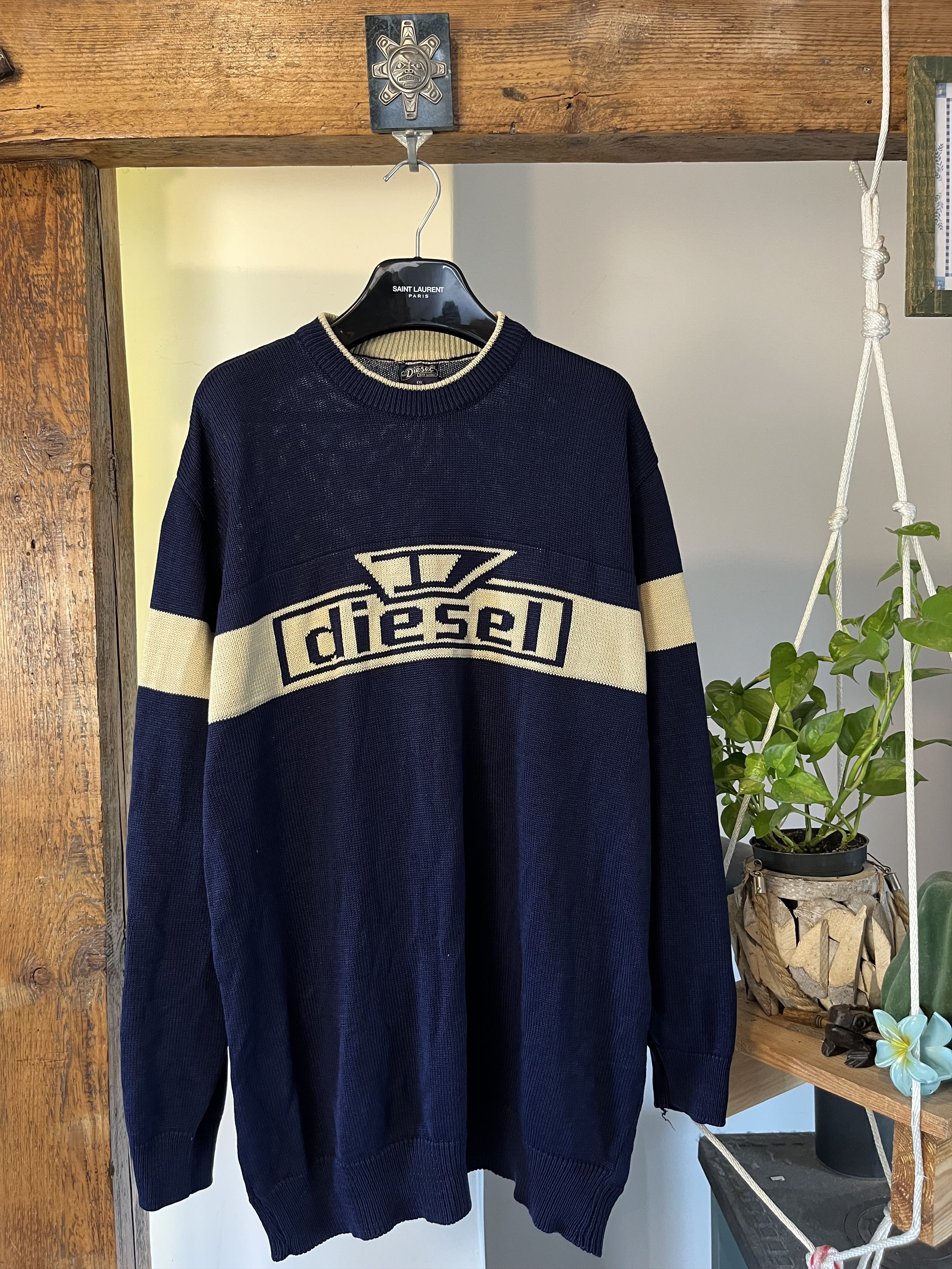 Diesel × Vintage Vintage 90s Diesel Big Logo Knitwear Size US XXL / EU 58 / 5 - 1 Thumbnail