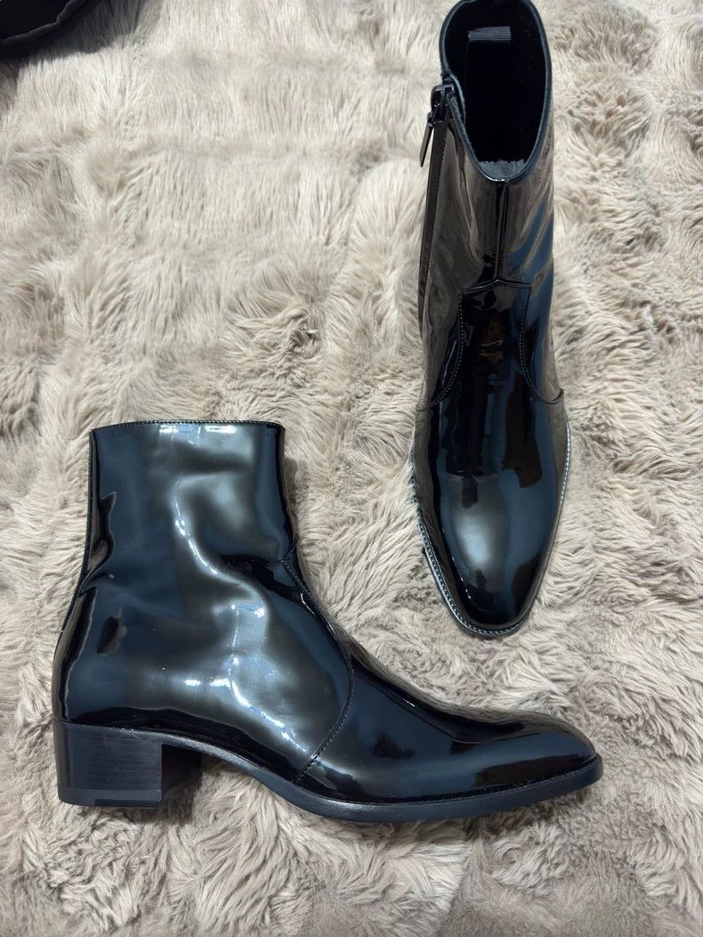 Saint Laurent Paris Saint Laurent Paris Patent Leather Show Men's Boots 2505-Ne Size US 8 / EU 41 - 1 Thumbnail