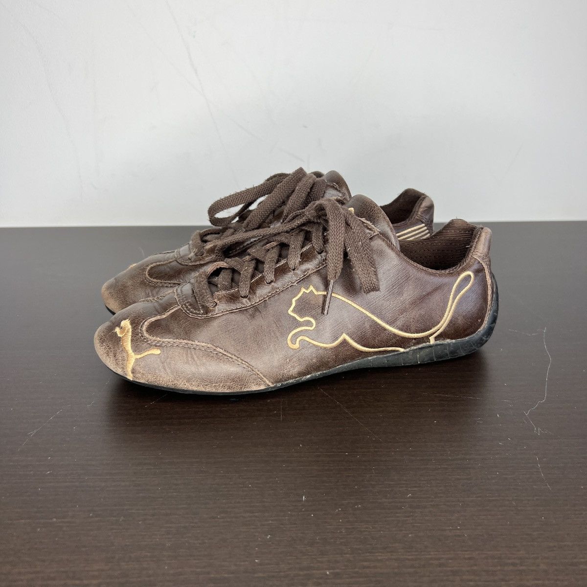 Puma Y2K Puma Speedcat Low Top Brown Leather Sneakers Size US 5 / IT 35 - 1 Thumbnail