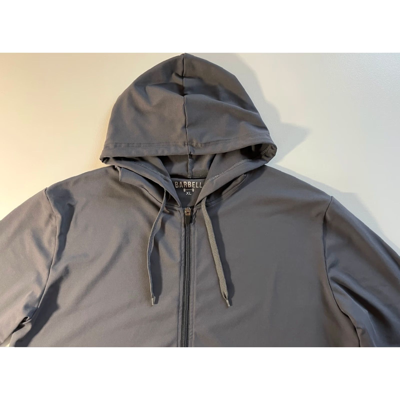 Vintage VINTAGE Barbell Men's Full Zip Hoodie Shirt XL Gray Lightweight Pockets 88% Polyester, 12% Spandex CrossFit Gym & Training Mens Size US XL / EU 56 / 4 - 5 Thumbnail