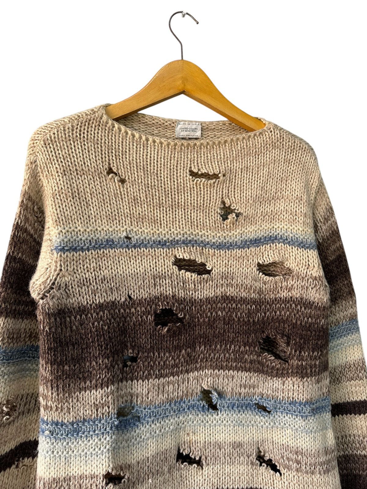 20471120 DISTRESSED knitwear "United Colors Of Benetton" Grunge STYLE Size US M / EU 48-50 / 2 - 2 Thumbnail