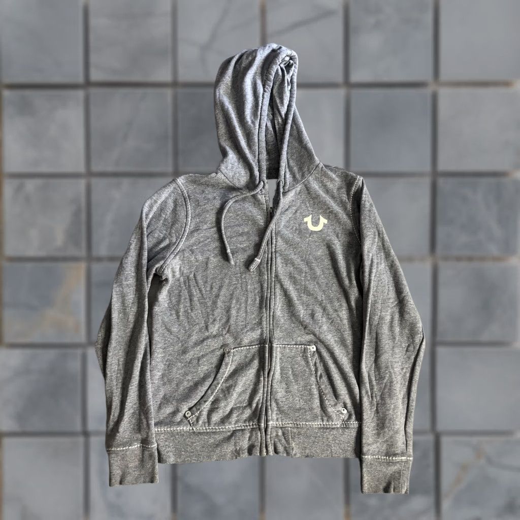 True Religion VINTAGE True Religion Hoodie Mens XL Gray Full Zip Jersey Horseshoe Logo Sweatshirt Size US XL / EU 56 / 4 - 1 Thumbnail