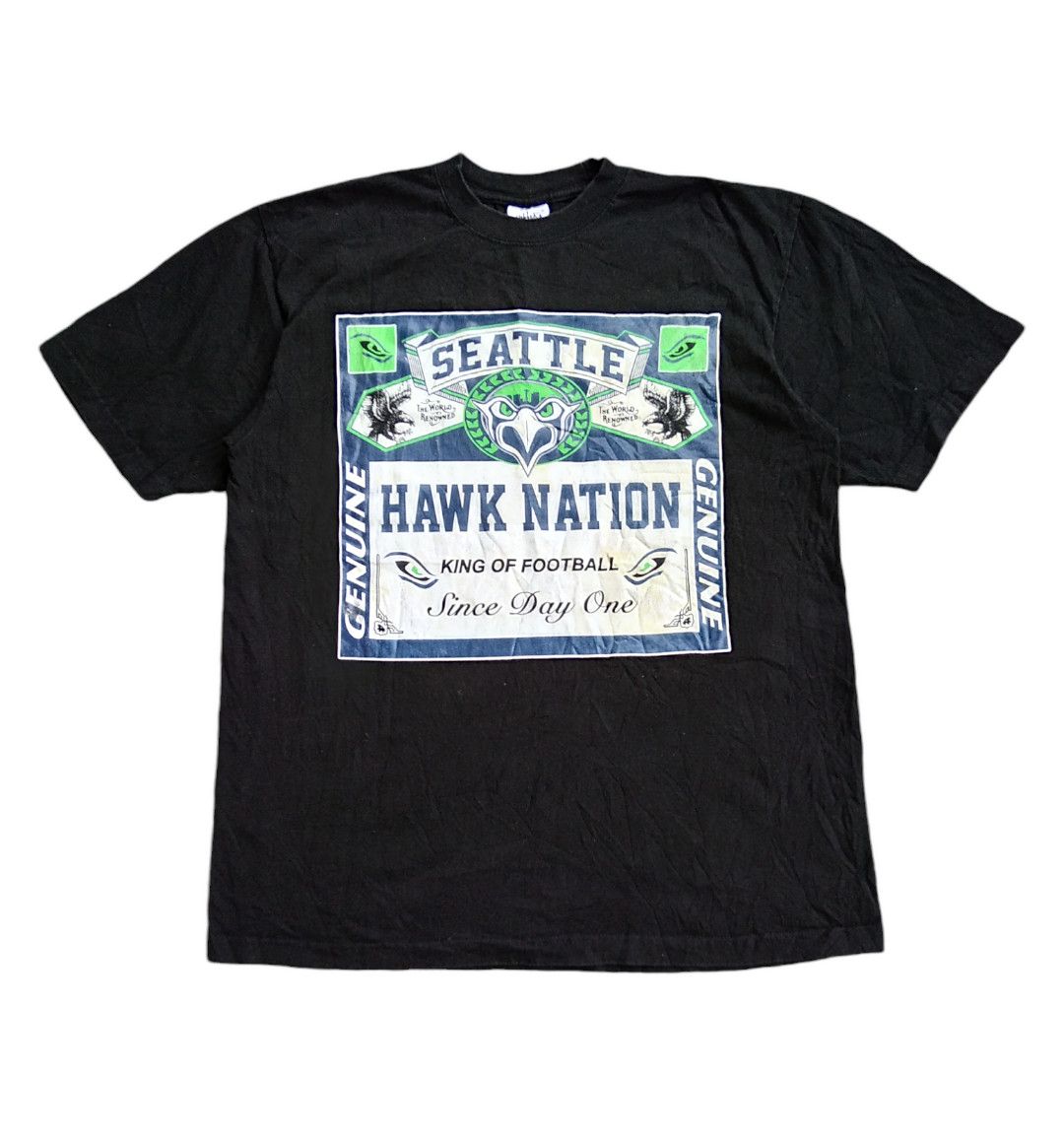 Hawk × NFL Vtg 90s NFL Seattle Hawk Nation King Football Shaka Wear Size US XL / EU 56 / 4 - 1 Thumbnail