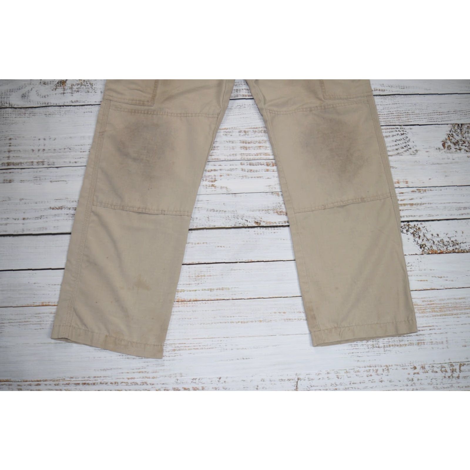 Wrangler WRANGLER RIGGS Workwear Pants Ripstop Elastic Waist Cargo 32x30.5 Khaki Gray 90s Mens Size US 32 / EU 48 - 3 Thumbnail
