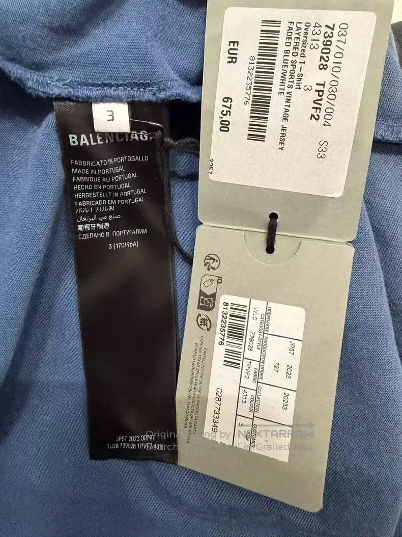 Balenciaga Balenciaga Washed Haze Blue 3B Phantom Short Sleeve Size US L / EU 52-54 / 3 - 6 Thumbnail