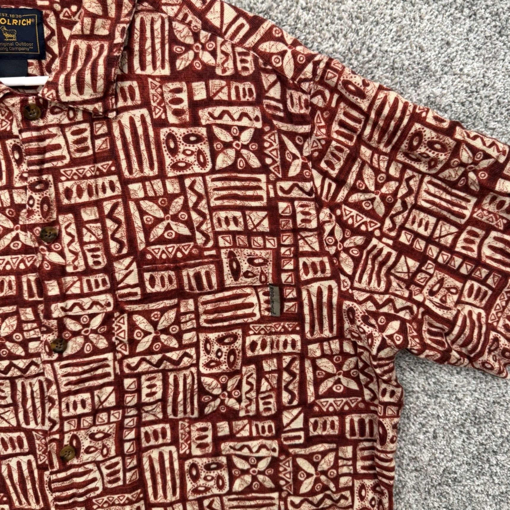 Vintage VINTAGE Woolrich Button-Up Shirt L Red Geometric 90s Aztec Bohemian Outdoor Tribal Southwest Mens Size US L / EU 52-54 / 3 - 4 Thumbnail