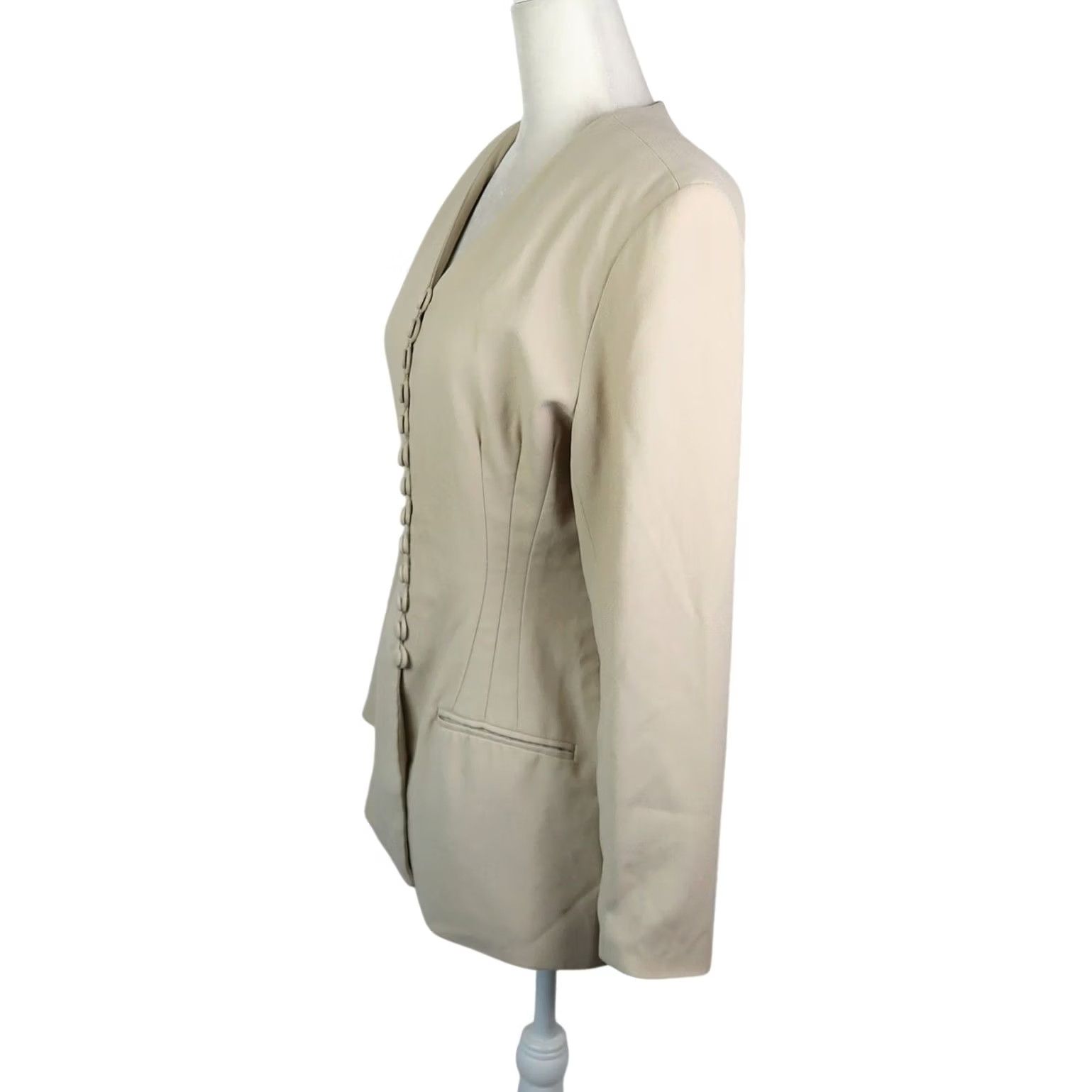 Vintage VINTAGE Sunny Names Blazer Jacket 90s Button Front Khaki Tan Women 8 Regular Long Sleeve Fall Spring Mens Womens Size M / US 6-8 / IT 42-44 - 3 Thumbnail